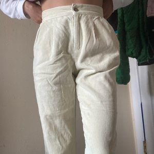 WHITE Corduroy pants high waisted